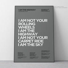 Load image into Gallery viewer, I Am The Highway Lyric Art - Crescent
